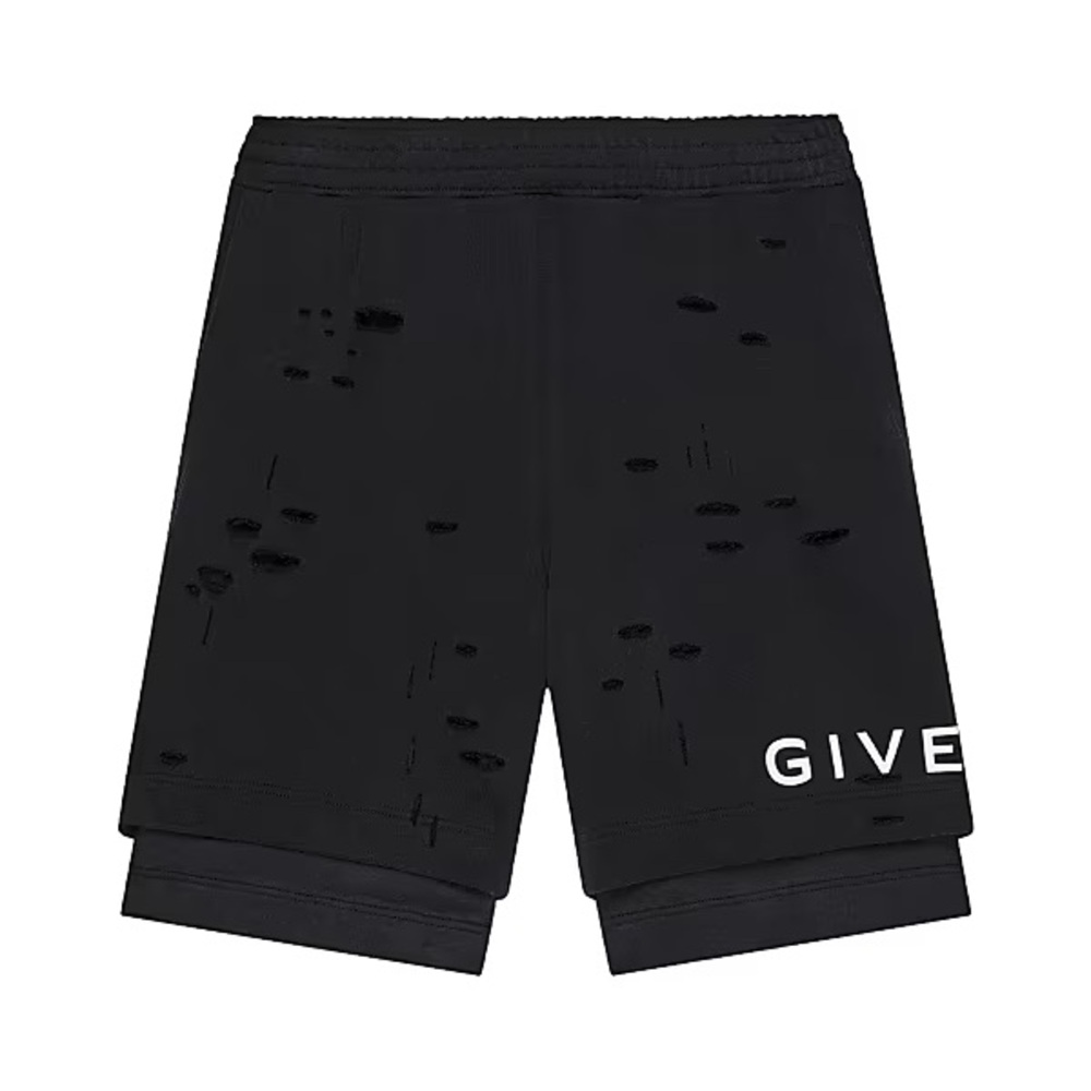 Givenchy Logo Black Embossed Hole Board Shorts